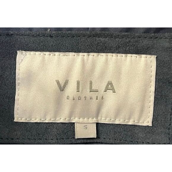 NWOT VILA Danish Designer Women's Vimiss Blue Suede Moto Jacket Size Small - Picture 6 of 12